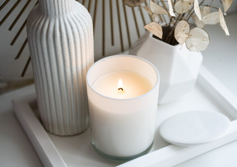 Home Staging with cozy candle.